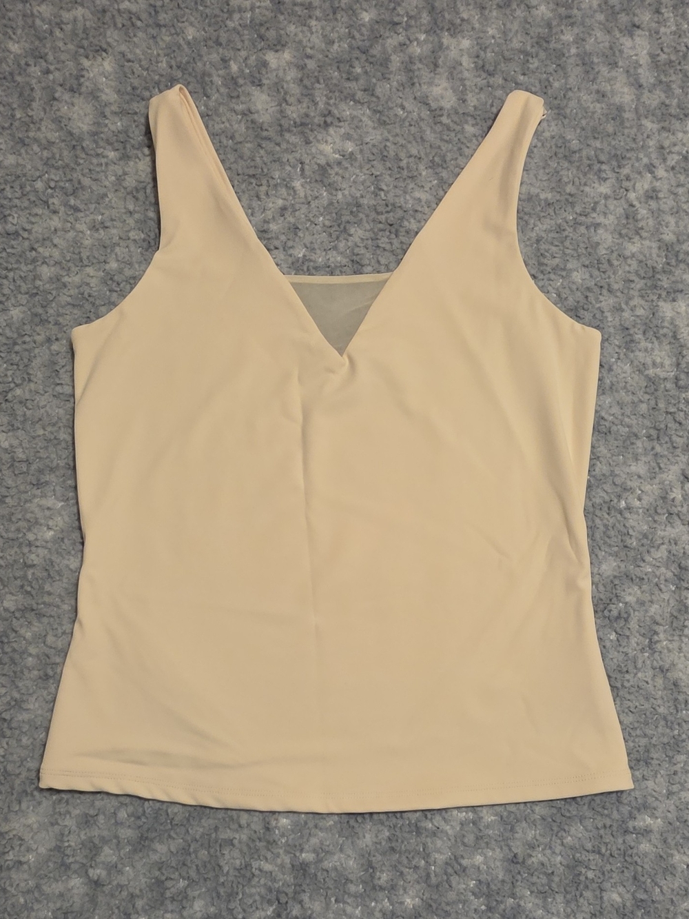 Express Body Contour Knit Stretch V-Neck Wide Strap Tank Top Cream Women's M